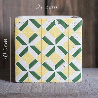 美帮汇氧气系列方体水泥花器花盆花瓶装饰收纳摆件清新艺术风格 A需要打孔请备注 大