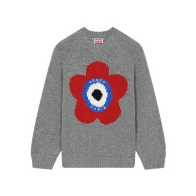 高田贤三(Kenzo)羊毛毛衣女长袖圆领嵌花徽标罗纹下摆舒适百搭运