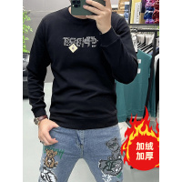 秋冬季新款男士长袖卫衣圆领时尚潮流修身个性印花字母打底衫上衣