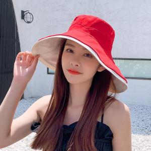 帽子女夏季渔夫帽遮脸遮阳帽大檐帽韩版双面戴日系太阳帽