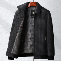 中老年加厚羊毛内胆商务翻领夹克秋冬新款男士休闲夹克爸爸装茄克