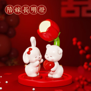 雪束结婚新婚礼物送新人新娘喜字相框灯摆件长明灯婚房布置装饰夜灯