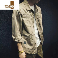YANXU款日系复古卡其牛仔外套男潮牌ins宽松百搭韩版潮流工装夹克