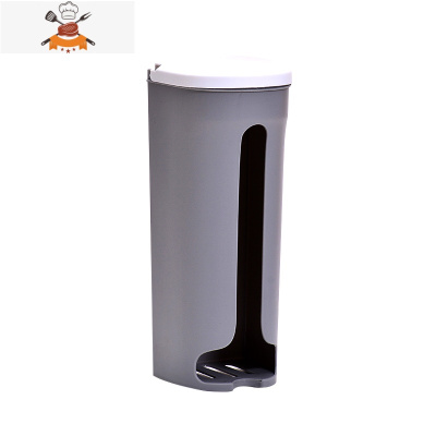 壁挂式厨房家用塑料袋收纳盒免打孔装放塑料袋收集器 敬平 灰色1个装厨房收纳盒