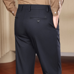 秋冬款桑蚕丝裤子男宽松百搭弹力顺滑垂感商务直筒休闲裤男式