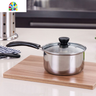 不锈钢奶锅电磁炉两用多功能平底小锅汤锅面条锅 FENGHOU 22cm足尺双耳汤锅(全钢耳)