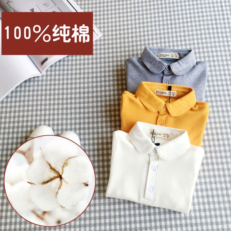 2017春款男童女童翻领纯棉打底衫衬衫儿童3岁宝宝长袖T恤POLO衫潮
