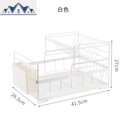 北欧时尚双层碗盘沥水架 厨房置物架 晾放餐具盒碗筷盘子收纳架 三维工匠