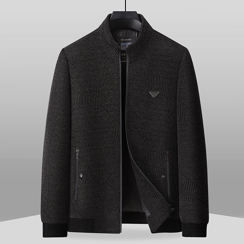 新款爸爸装春季翻领夹克中老年男式外套40-50岁中年服装男大码