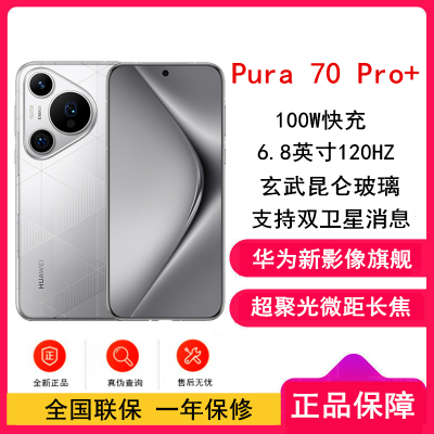 华为 Pura 70 Pro+ 乐臻版 光织银 16GB+512GB 新一代影像系统 100W超级快充 昆仑玻璃 120Hz刷新率 智能手机