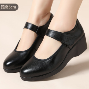 妈妈单鞋春秋中老年真皮妈妈鞋平跟防滑浅口单鞋软底四季单鞋