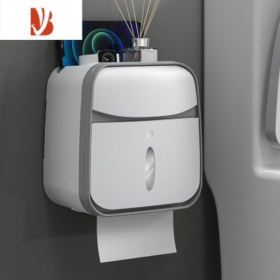 三维工匠卫生间纸巾盒壁挂式防水厕纸盒免打孔抽纸盒厕所卫生纸卷纸置物架 典雅白[基础款]免打孔 抽纸卷纸通用