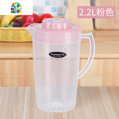 塑料冷水壶大容量耐热家用凉水壶豆浆果汁花茶壶可高温扎壶凉水杯 FENGHOU 三个杯子-透明绿烧水壶