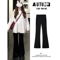 加绒喇叭裤女新款秋冬季高腰显瘦马蹄裤小个子黑色微喇西装裤