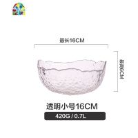 日式金边透明玻璃碗蔬菜水果碗沙拉碗盘家用燕窝甜品酸奶碗 FENGHOU 烟灰金边特小号