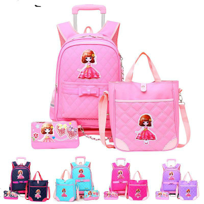 小学生拉杆书包6-12周岁女孩3-5年级可拆卸1-3年级儿童三轮爬楼梯