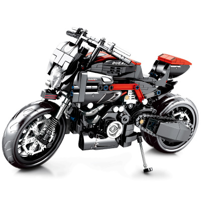 汇奇宝兼容樂高积木我男孩子拼装小颗粒儿童玩具益智6-14岁积木科技塑料汽车自行车杜卡迪摩托车702颗粒-