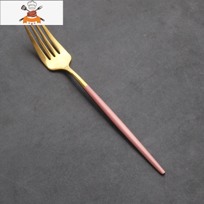 牛排刀叉盘子套装家用304不锈钢西餐刀叉勺三件套北欧ins轻奢餐具 敬平 粉金-餐叉