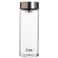 希诺单层玻璃杯280ml小熊盖带滤网随身便携茶杯XN-6190