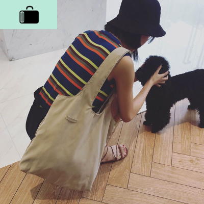 帆布包女单肩包斜挎包大包包学生韩版ins大容量布袋手提简约日系1NEW LAKE女士单肩包