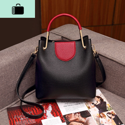 皮包包女2020新款荔枝纹百搭经典网红斜挎包时尚简约单肩包韩版NEW LAKE 黑色女士单肩包