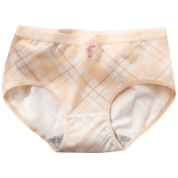 浪莎内裤女士纯棉抗菌中腰大码可爱青春格子印花糖果色彩日系少女三角短裤头5条