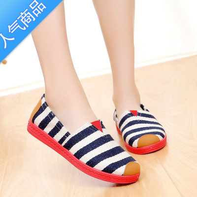 SUNTEK春夏季单鞋老北京布鞋女2023新款一脚蹬帆布女鞋平底秋工作鞋子潮