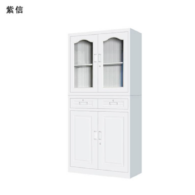 紫信 文件柜四门上玻下铁明抽柜 1850*900*400mm 个