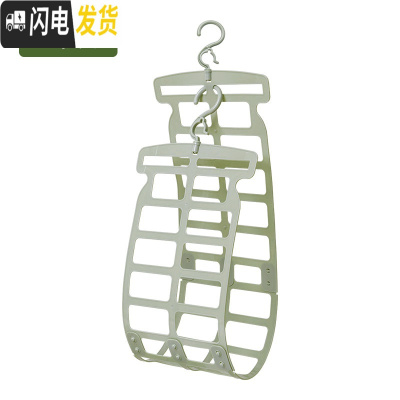 三维工匠双挂钩晒枕头架固定晒枕夹阳台娃娃晾晒架折叠晾衣架晒枕架 仙踪绿(2个装)