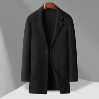 秋冬羊毛双面呢大衣男士中长款加厚羊毛大衣男装外套