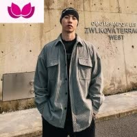 七斓美式复古灯芯绒衬衫男宽松休闲工装外套oversize痞帅长袖衬衣