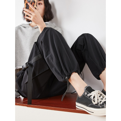 [1折价46.9元,叠加优惠券]唐狮新款女休闲裤束脚工装裤女显瘦高腰网红裤子女in超火