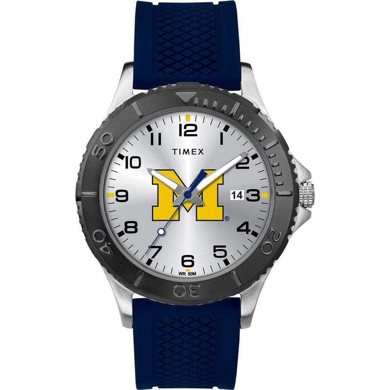 TIMEX/天美时男士运动腕表蓝带银盘石英表密歇根狼獾队