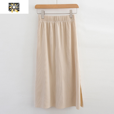 暖青汇相拥叹息/早安日记/针织开叉半身裙女秋装韩版高腰显瘦中长款裙子半身裙