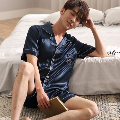 服睡衣男冰丝长袖薄款春秋男士夏天丝绸中年冰丝绸加大码夏季家居服