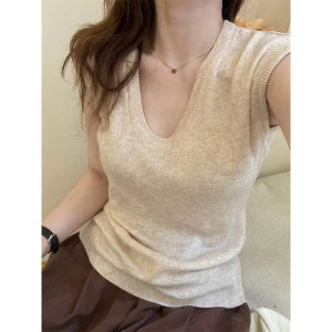 纯色u领针织短T恤女 纸片人小衫 洋气修身显瘦百搭柔软亲肤上衣女