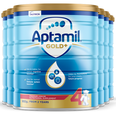 6罐装 | 海外Aptamil 澳洲爱他美金装 婴幼儿配方奶粉 4段(24月以上)900g/罐 新西兰原装进口