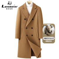 羊毛呢大衣男士脱卸羽绒内胆长款双排扣双面呢羊毛大衣过膝外套男