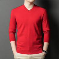羊毛衫男士V领毛衣秋冬季新款鸡心领加厚保暖可机洗羊毛衫男