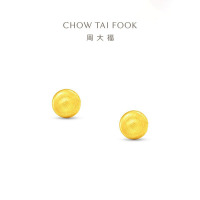 周大福经典百搭璀璨小圆球金珠足金黄金耳饰耳钉女送礼计价(工费120)EOF1555七夕礼物