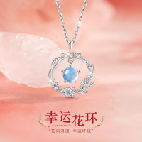 幸运花环s999足银项链女轻奢小众设计莫比乌斯吊坠送女友生日礼物送女朋友老婆情人节七夕生日礼物