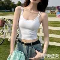 白色吊带背心女内搭带胸垫2025新款夏季外穿美背文胸一体露背上衣