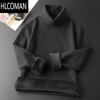 HLCOMAN加绒加厚p暖修身高领打底衫男冬季纯色内搭青年长袖T恤卫衣上衣I