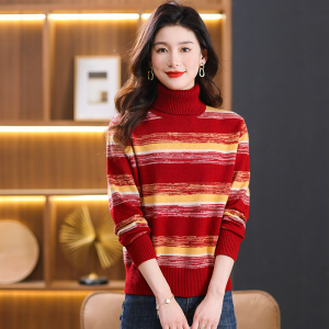 春春秋羊绒衫女半高领春秋装新款加厚羊毛衫女套头针织衫印花显瘦打底毛衣女专柜正品套头女士毛衣高端羊绒衫年轻漂亮打底衫女装