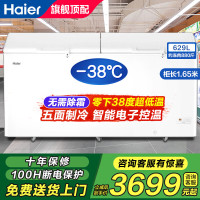 海尔冰柜超市商用大容量629升大卧式双开门冷藏冷冻转换冷柜带锁带脚轮海鲜柜大冷柜[-38度速冻]BC/BD-629