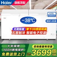 海尔冰柜超市商用大容量629升大卧式双开门冷藏冷冻转换冷柜带锁带脚轮海鲜柜大冷柜[-38度速冻]BC/BD-629