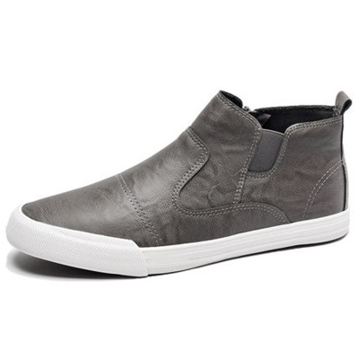 歌爱妮高帮鞋男鞋2019秋季韩版潮流中帮男士休闲鞋皮鞋百搭皮面高邦板鞋