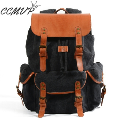 CCMVP品牌自营质量保证-CCMVP布包男式防水油蜡帆布包复古户外旅行双肩包大容量登山包潮包