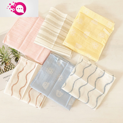 敬平5条装棉纱布婴儿口水巾宝宝手帕洗脸巾毛巾小方巾不含无荧光剂薄款2层棉纱手帕6条装围兜