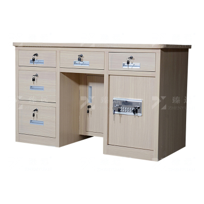 臻远 BXZ-04 钢制保险桌可投币收银财务桌1.2m白木纹五斗电子锁